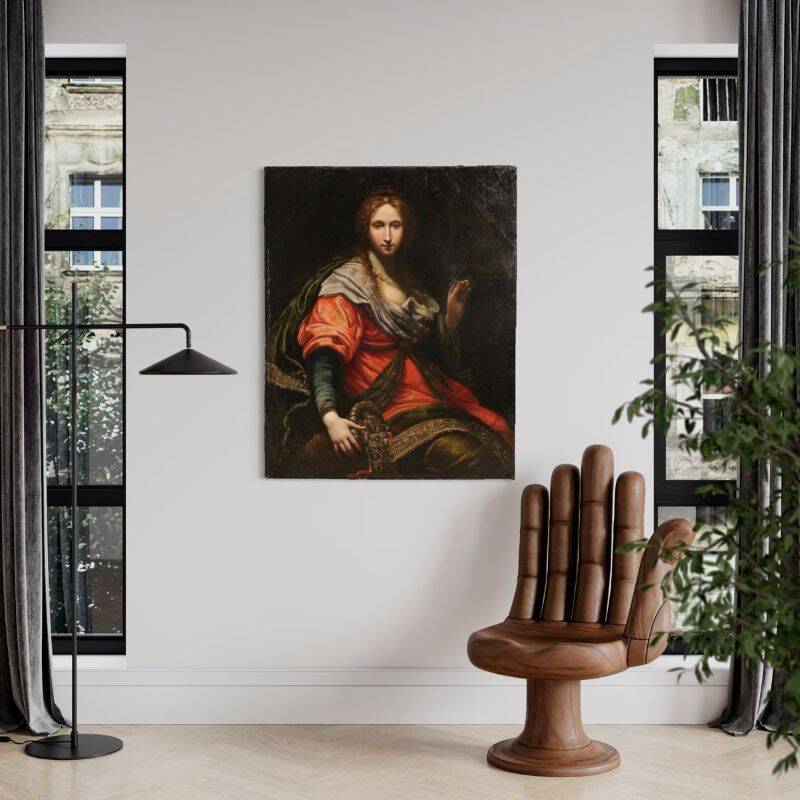 Ancient Italian painting from the 17th century, allegory of magnificence