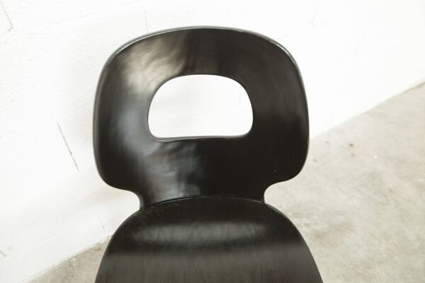 Chaie Baumann modèle oeil 1960 contreplaqué moulé noire et bois