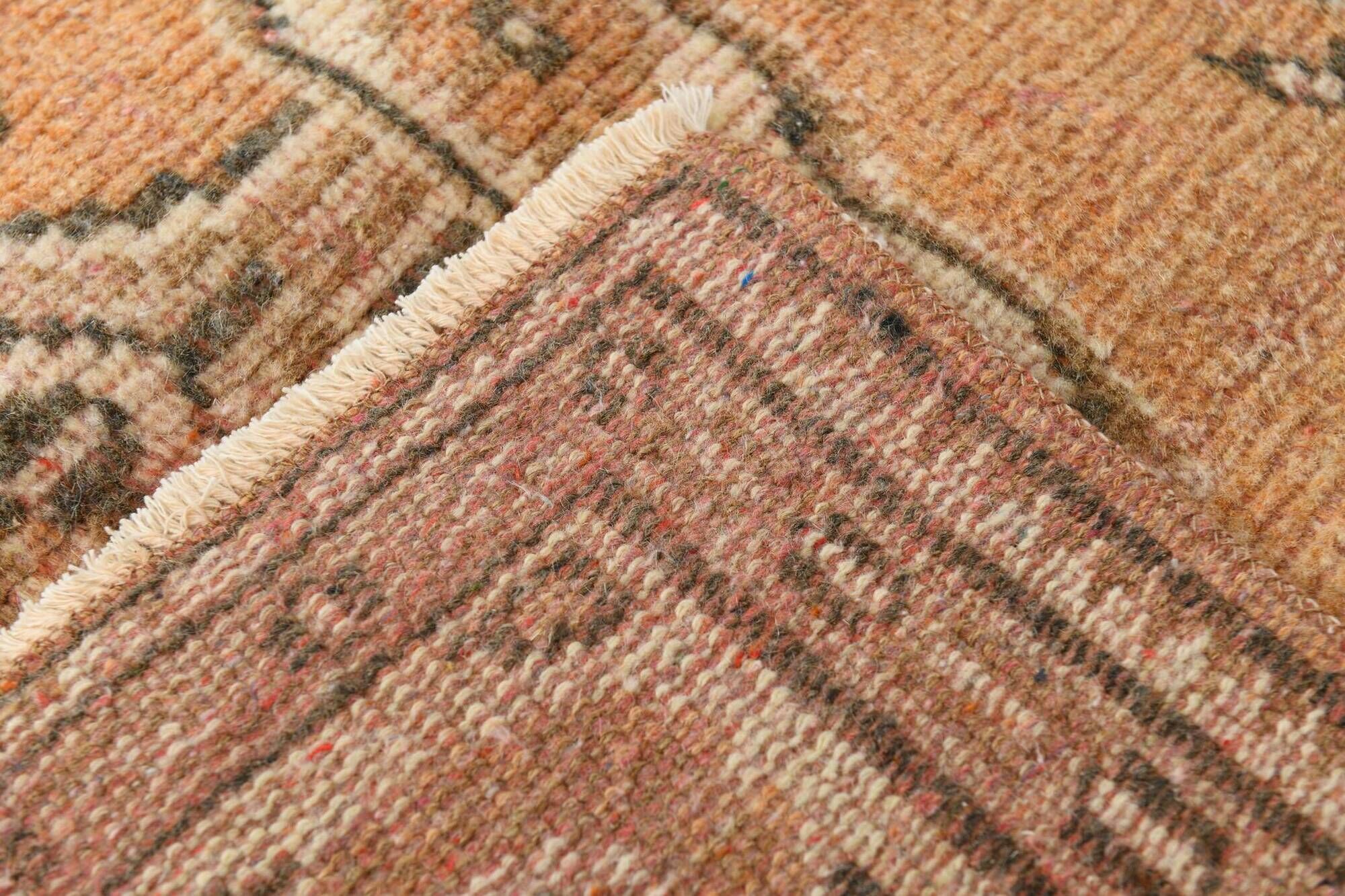 Tapis Oushak Vintage, Laine Fait Main, Beige et Pêche, 168x257 Cm