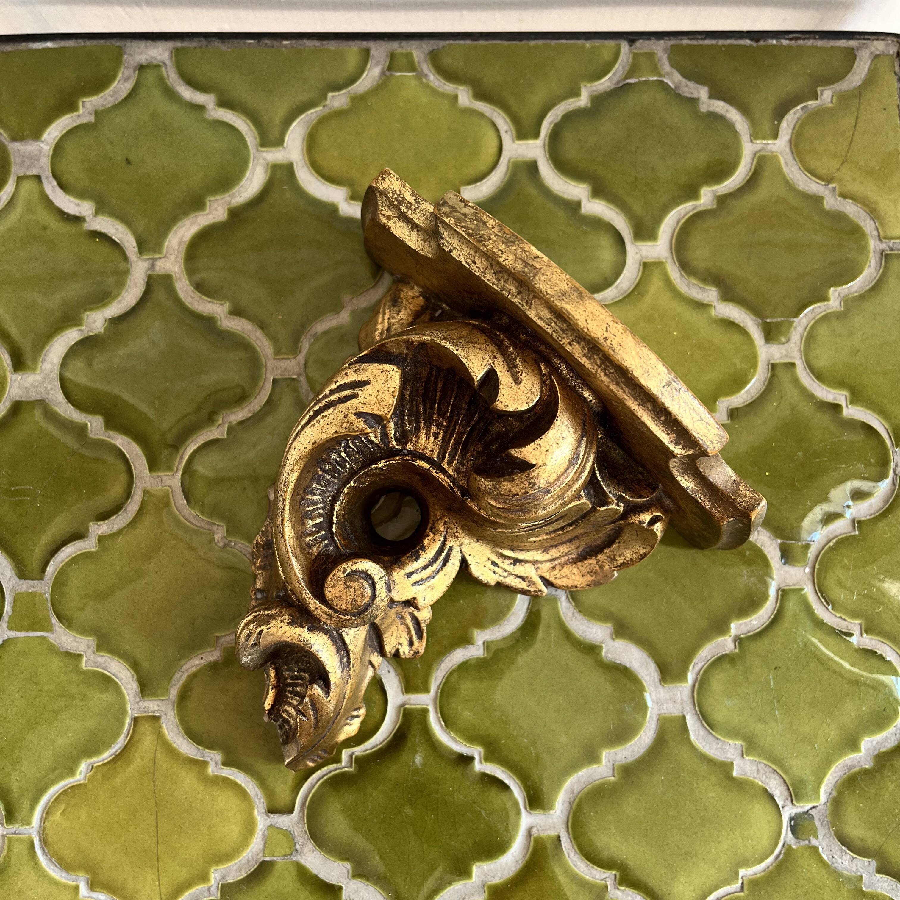 Baroque style wall console shelf in gilded wood