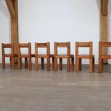 Set of 6 Pierre Chapo S11 Dining Chairs, France, 1960s