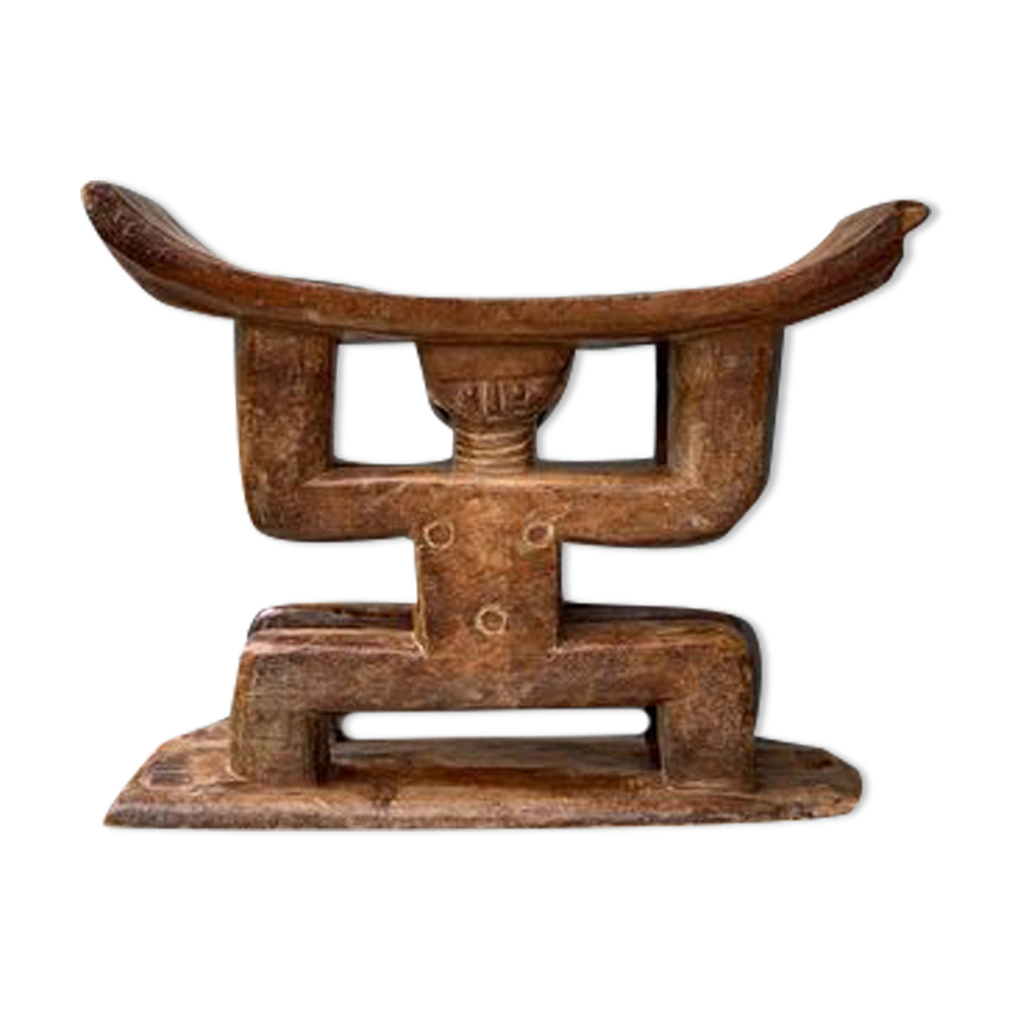 Seat featuring a caryatid couple ashanti culture, ghana