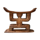 Seat featuring a caryatid couple ashanti culture, ghana