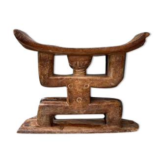 Seat featuring a caryatid couple ashanti culture, ghana