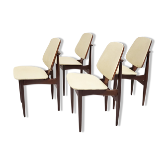Suite of 4 Scandinavian chairs 1960 vintage