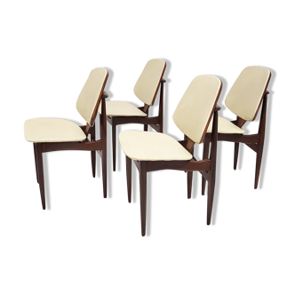 Suite de 4 chaises scandinaves 1960 vintage