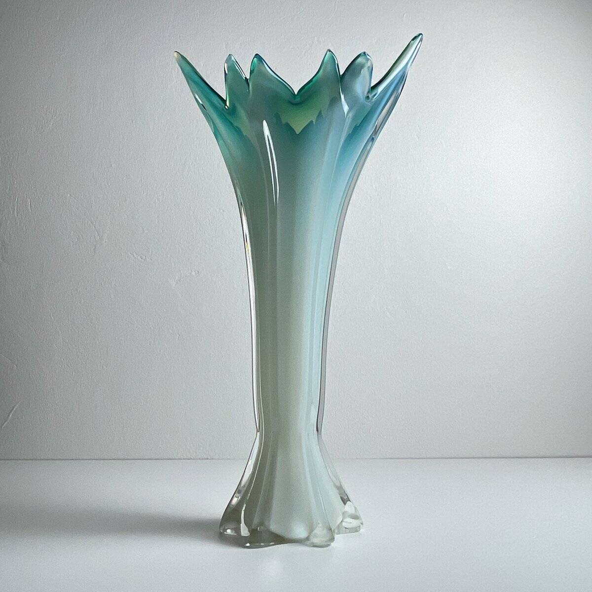 Vintage Murano Vase Grand Blue-Green, Italy, 1970s