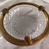 Cut glass and brass ashtray