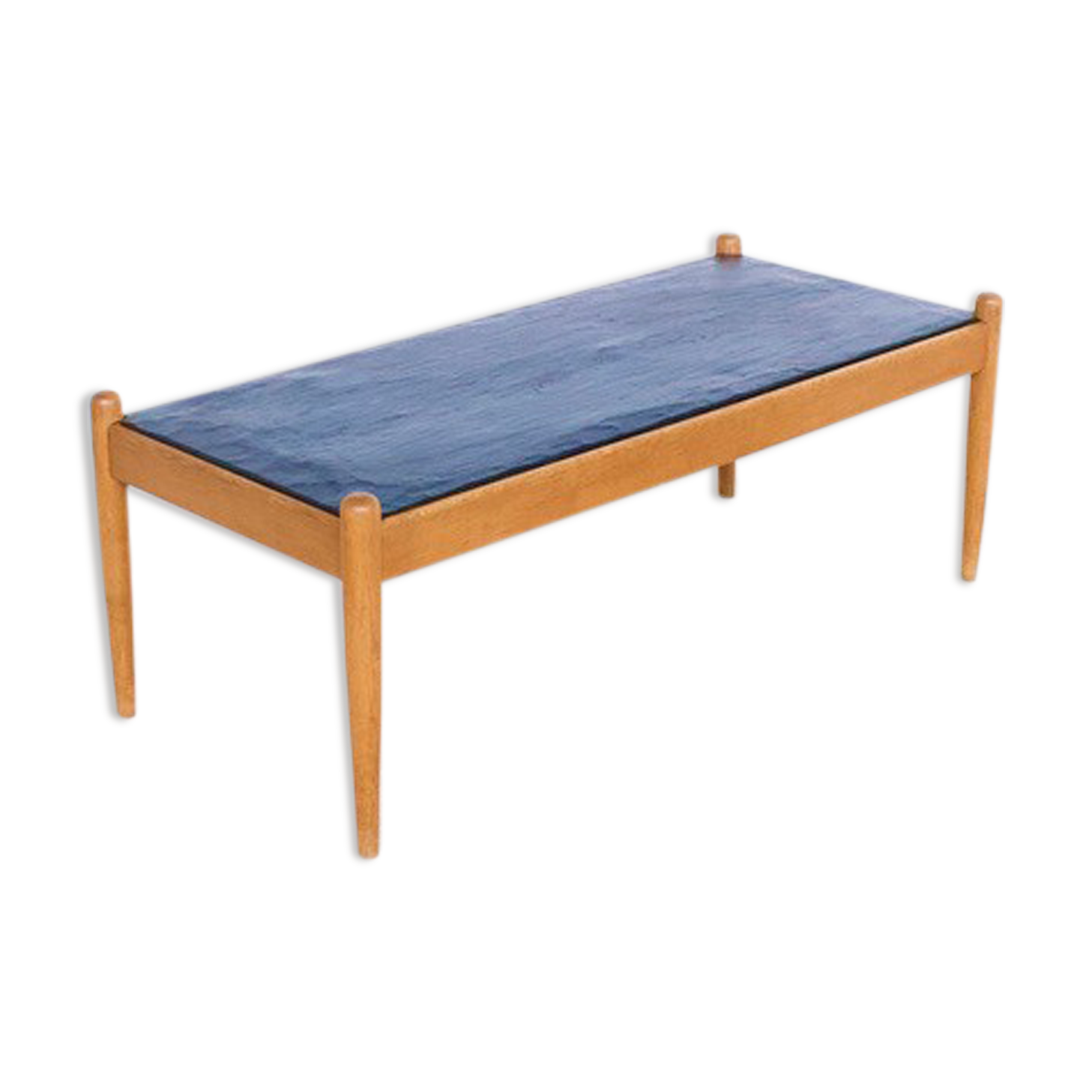 Scandinavian coffee table oak and slate 60's