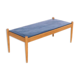 Scandinavian coffee table oak and slate 60's