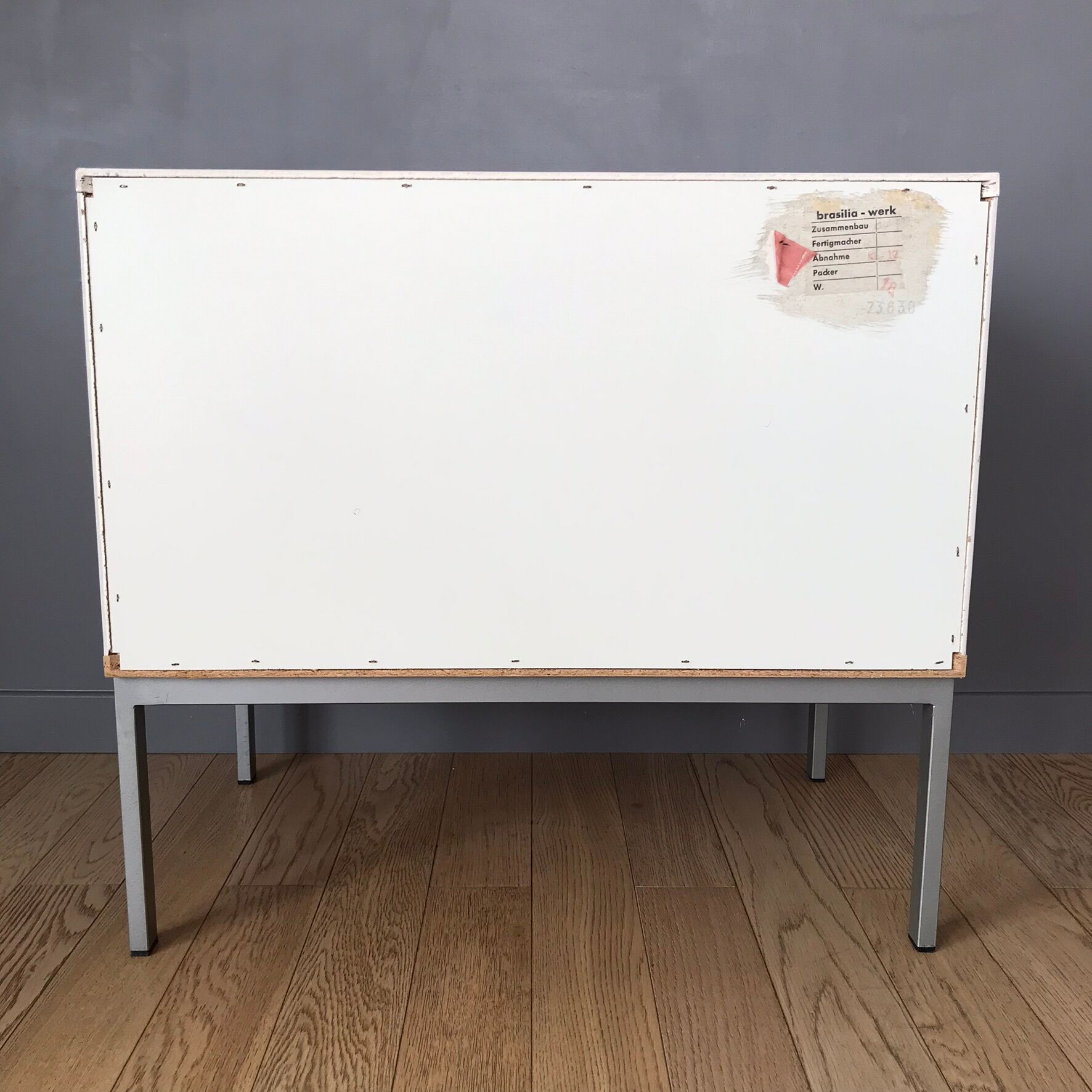 Brasilia-werk dresser white and teak 3 drawers years 60