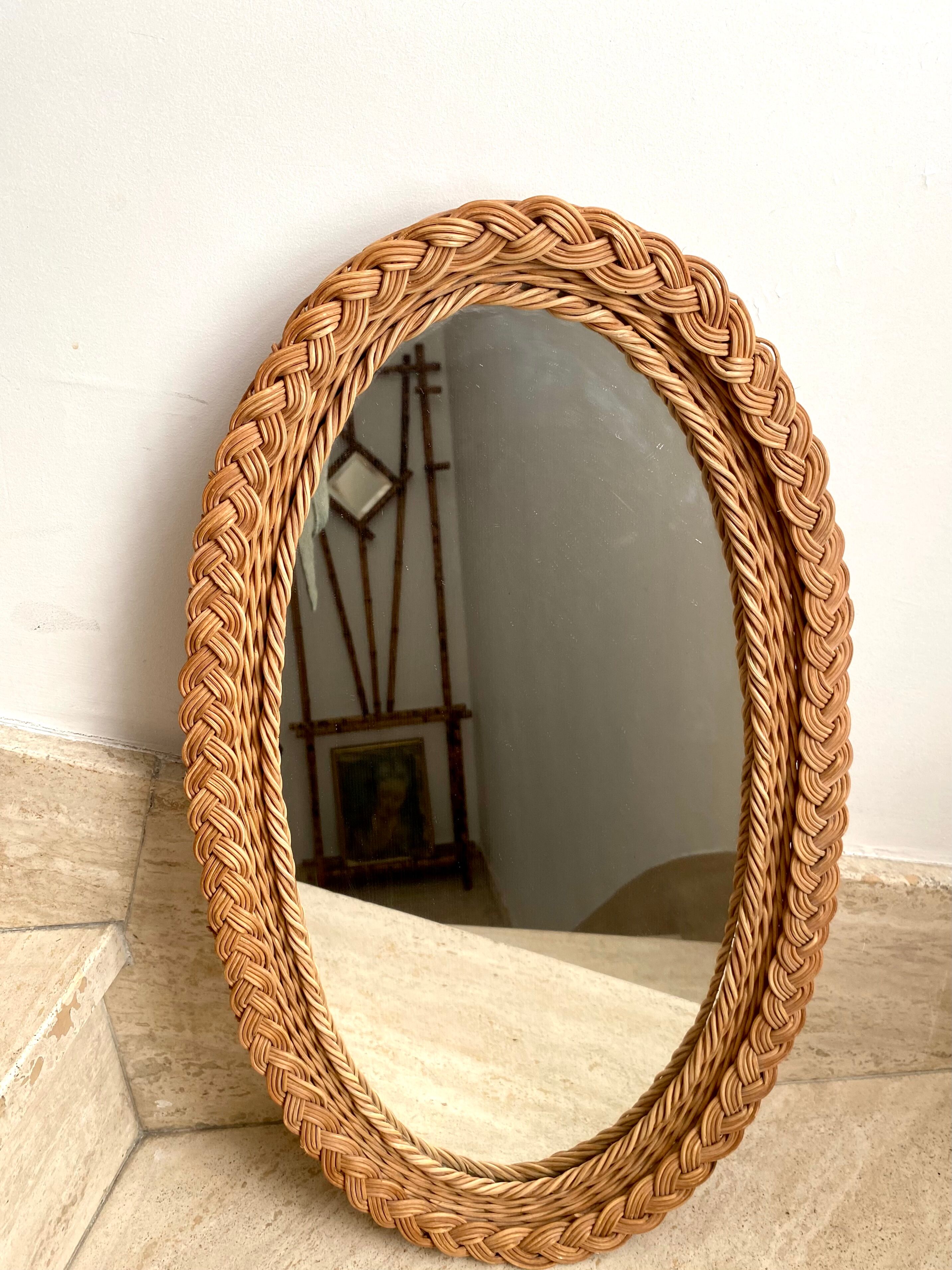 Rattan mirror 3 braids