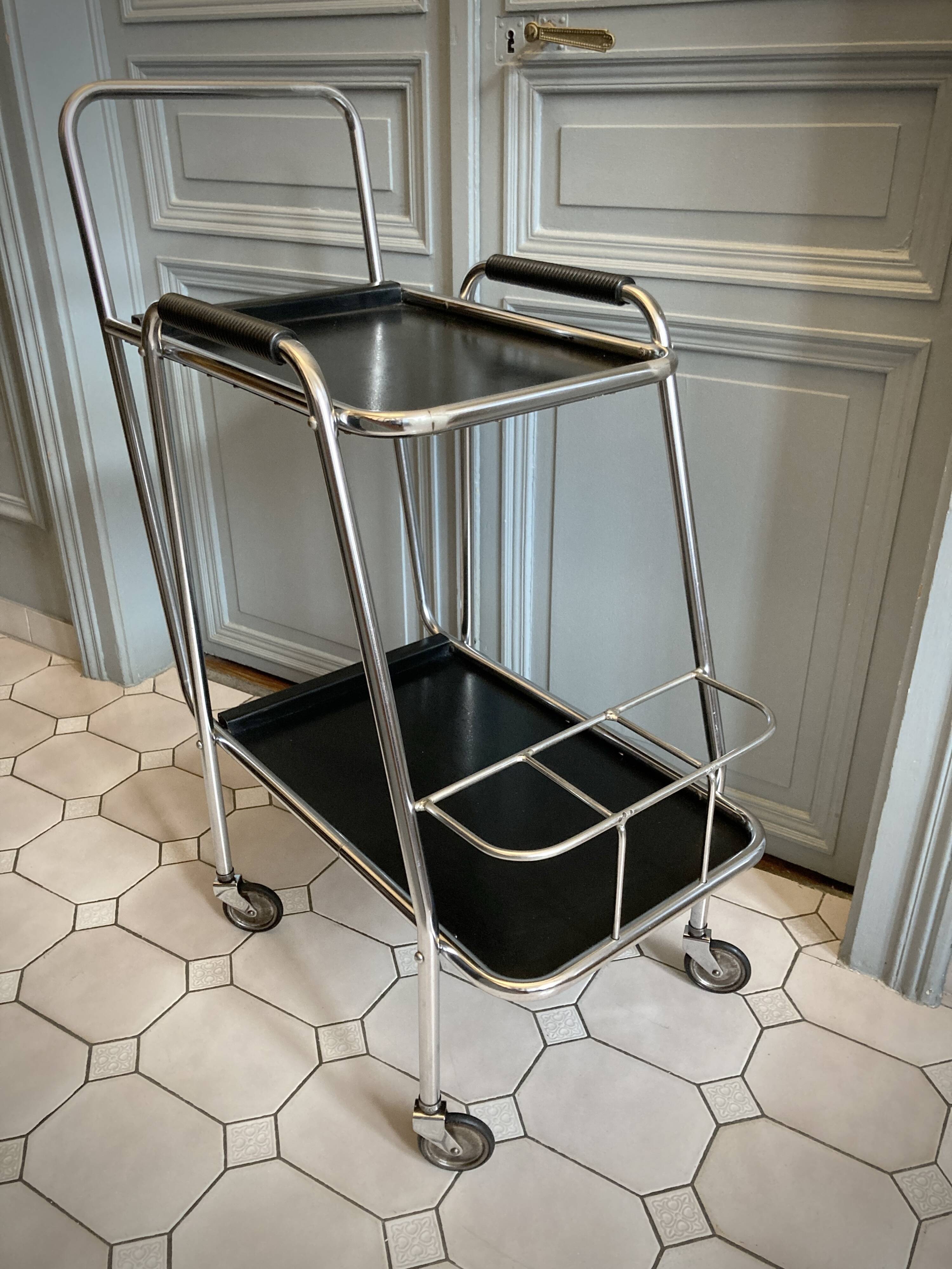 French Regency style metal serving trolley 1950
