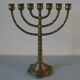Old Jewish candlestick 7 branches menorah in brass and bronze 30 cm religion