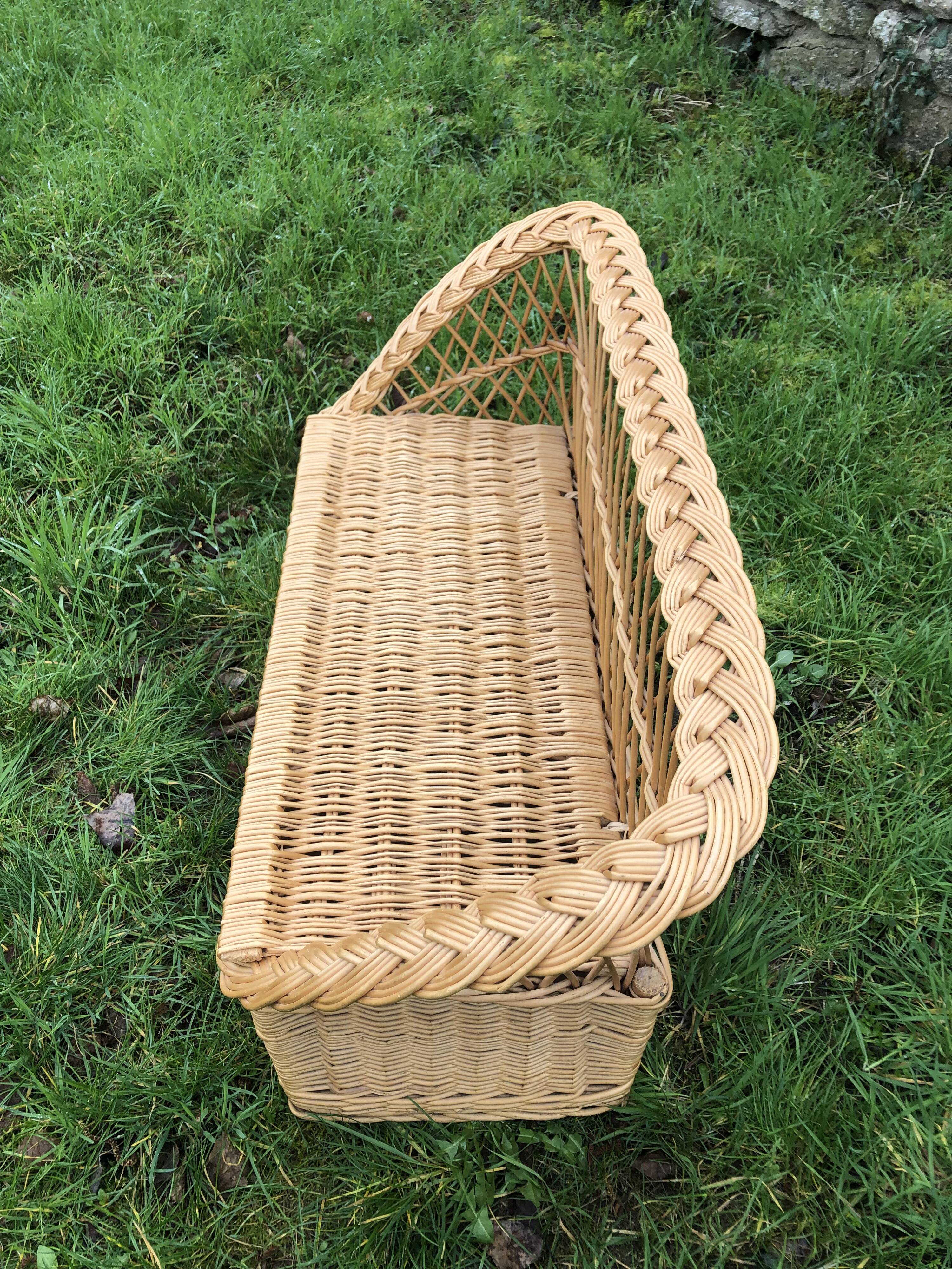 Vintage 60s rattan storage bench