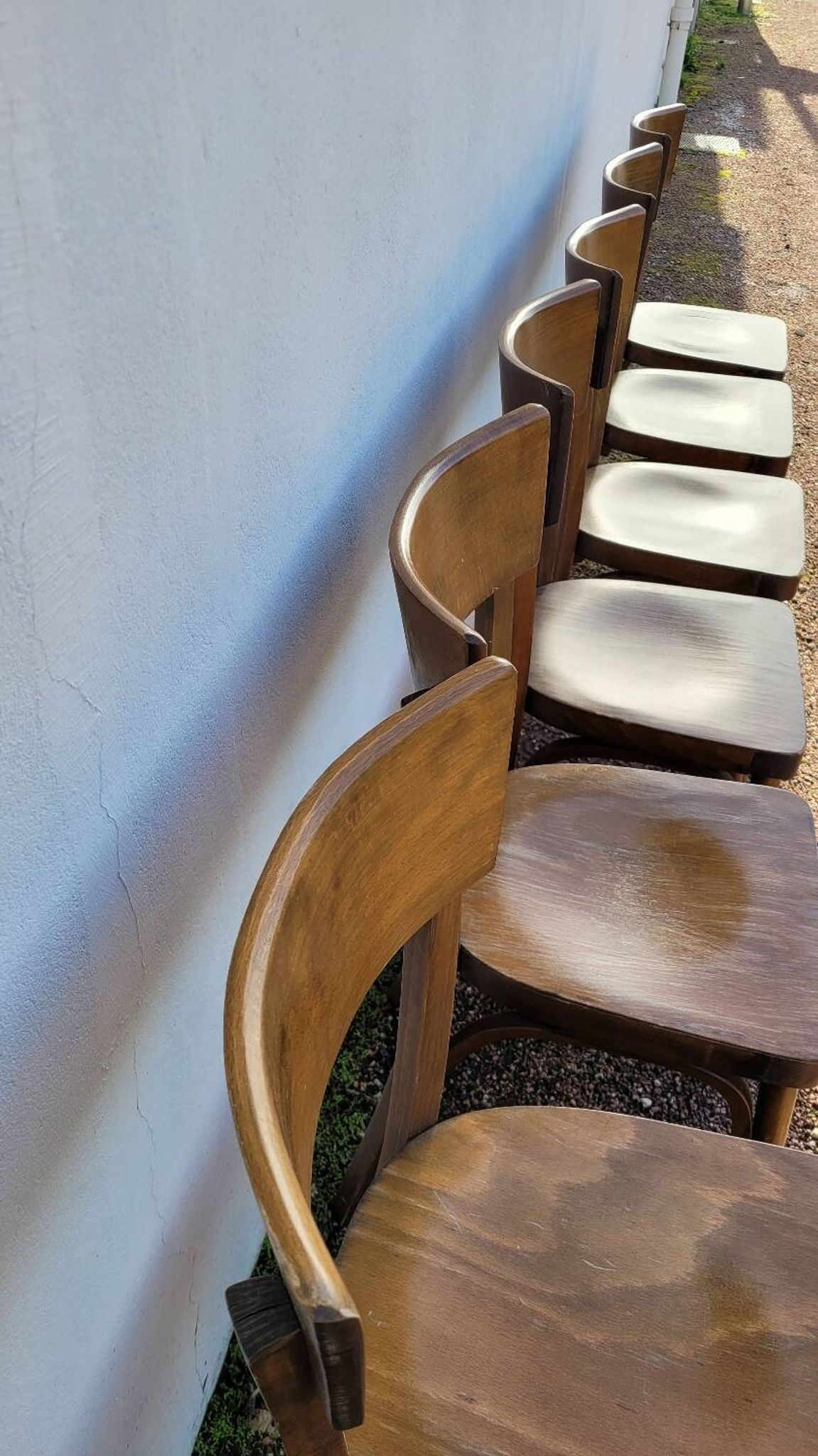 Series of 6 vintage old restaurant bistro chairs - 1950s