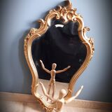 Old golden mirror with leaf   43x70cm