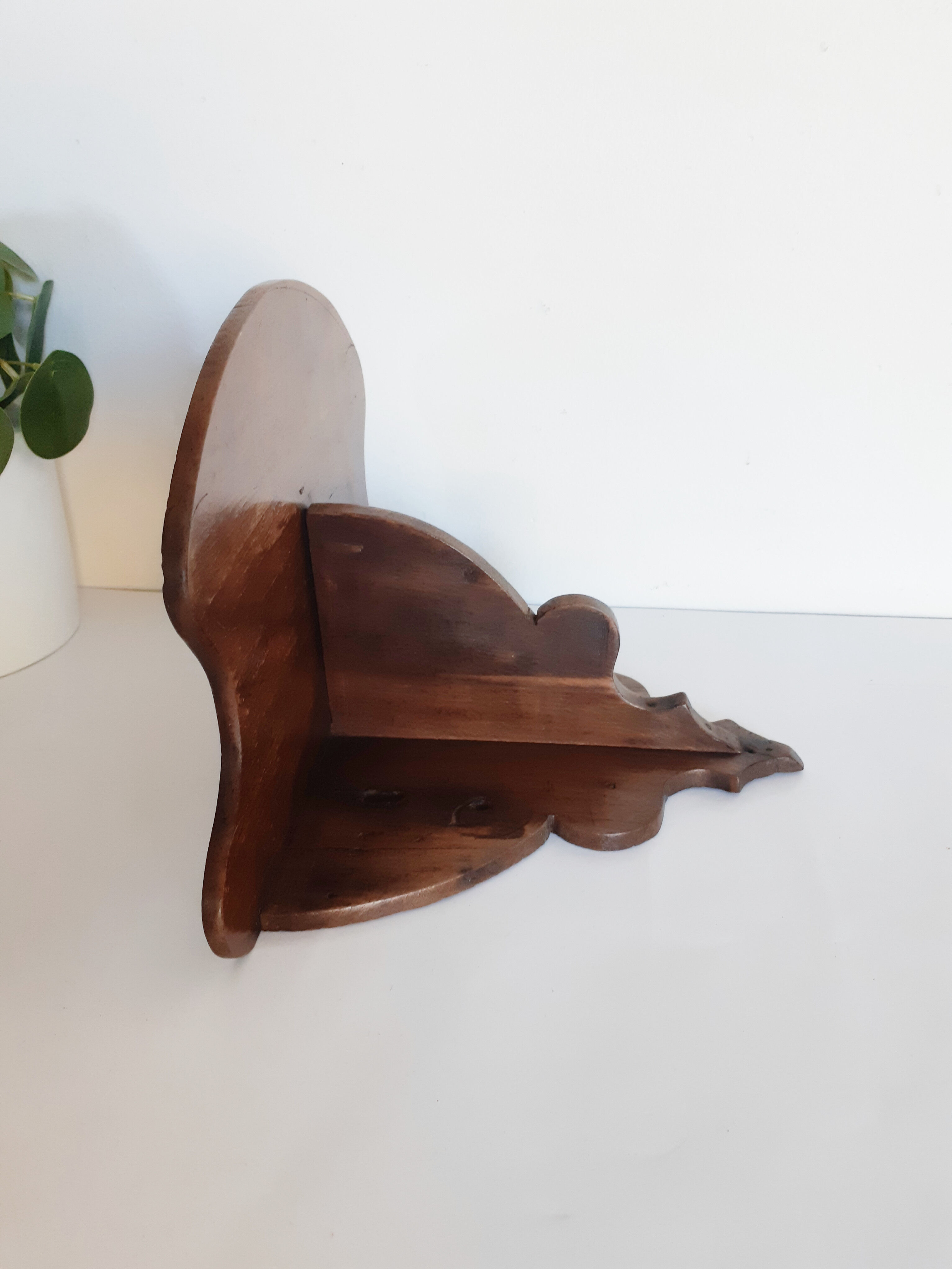 Wooden wall shelf, plant holder