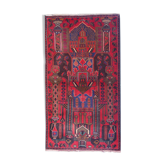Tapis persan tissé à la main traditionnel tribal red wool living area rug - 113x200cm
