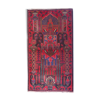 Tapis persan tissé à la main traditionnel tribal red wool living area rug - 113x200cm