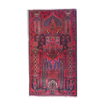Tapis persan tissé à la main traditionnel tribal red wool living area rug - 113x200cm