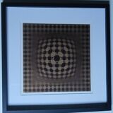 Tableau Vintage Art Optique - Victor Vasarely - Cadre 40x40cm