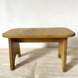 Low stool, plant stand in yellow painted wood
