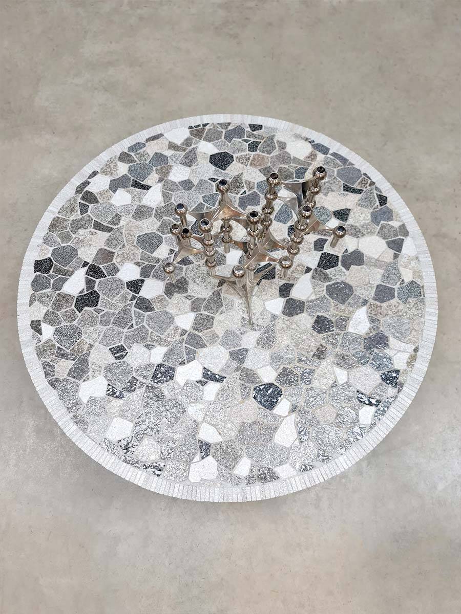 Vintage round mosaic coffee table