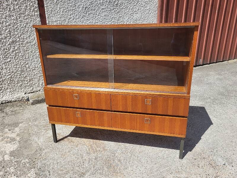 1960 vintage furniture teak plate showcase chest