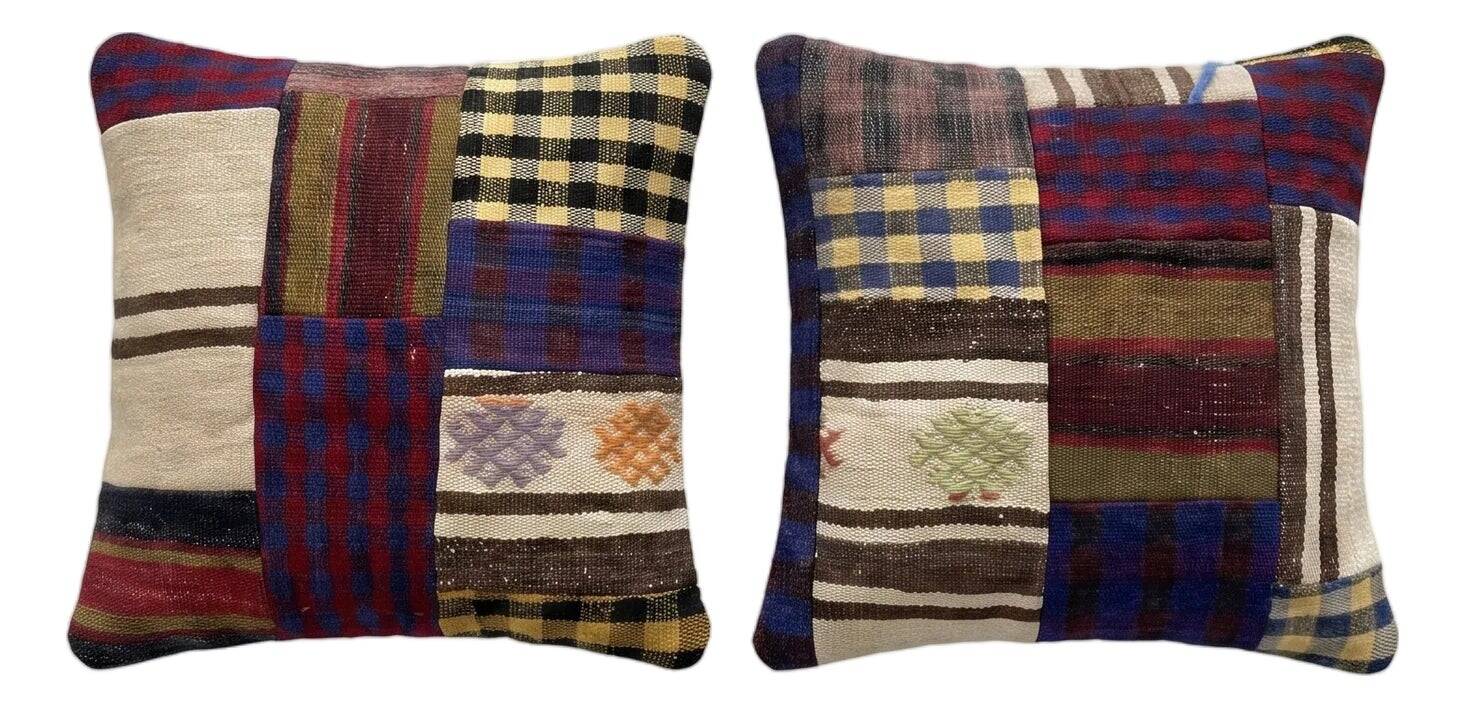 Set of 2 vintage kilim cushion covers 48x48 cm