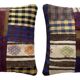 Set of 2 vintage kilim cushion covers 48x48 cm
