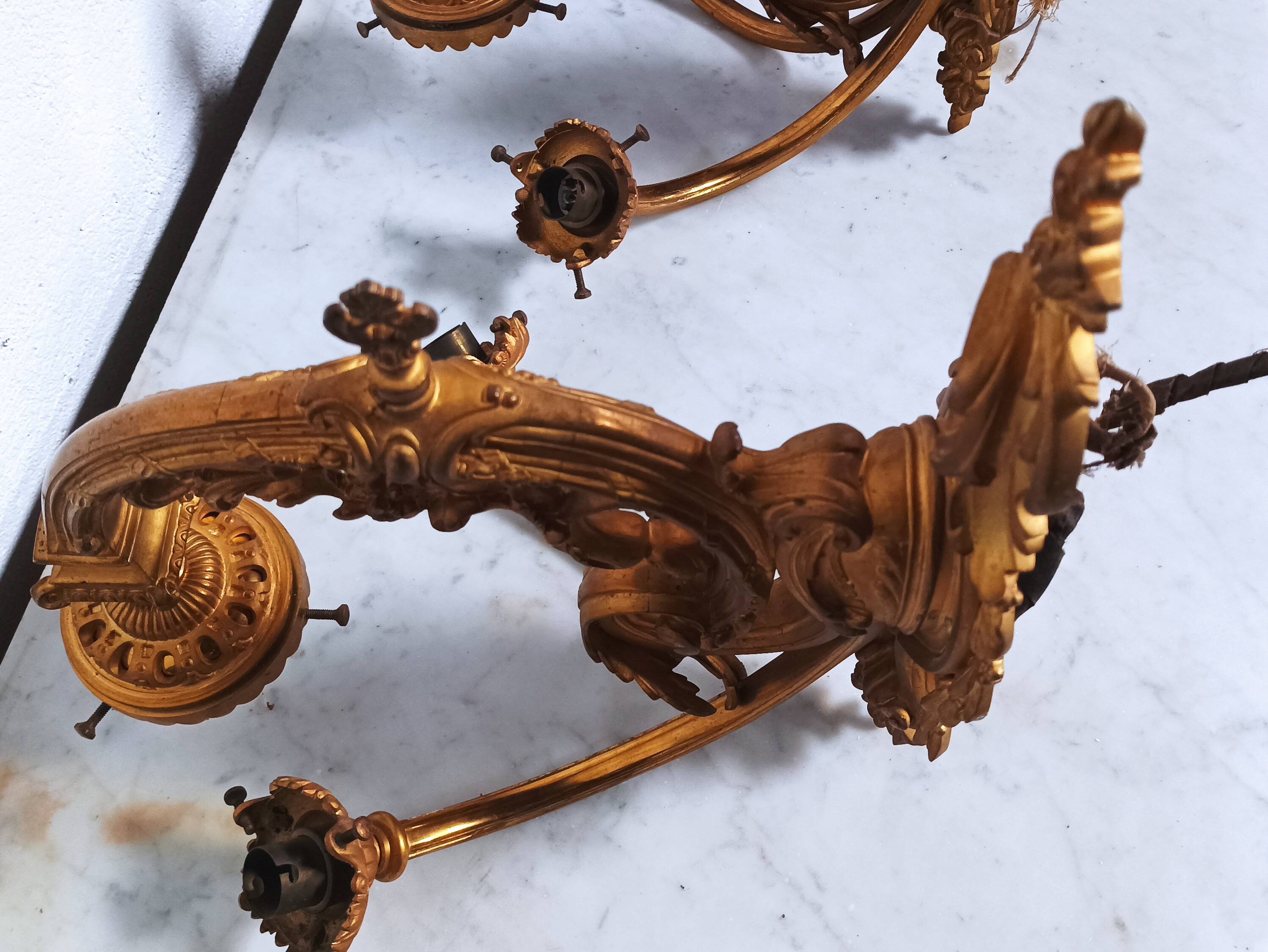 Pair of large Napoleon III bronze wall lights