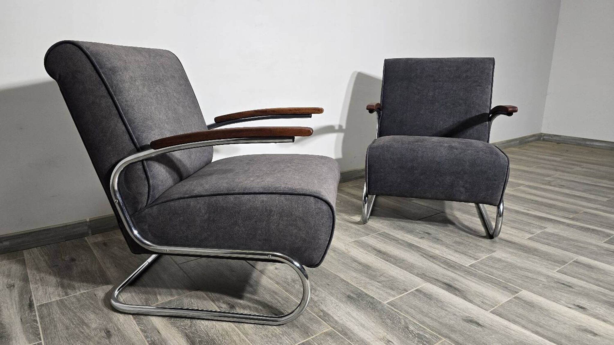 Bauhaus Chrome Armchairs S411 by Willem Hendrik Gispen for Mücke Melder