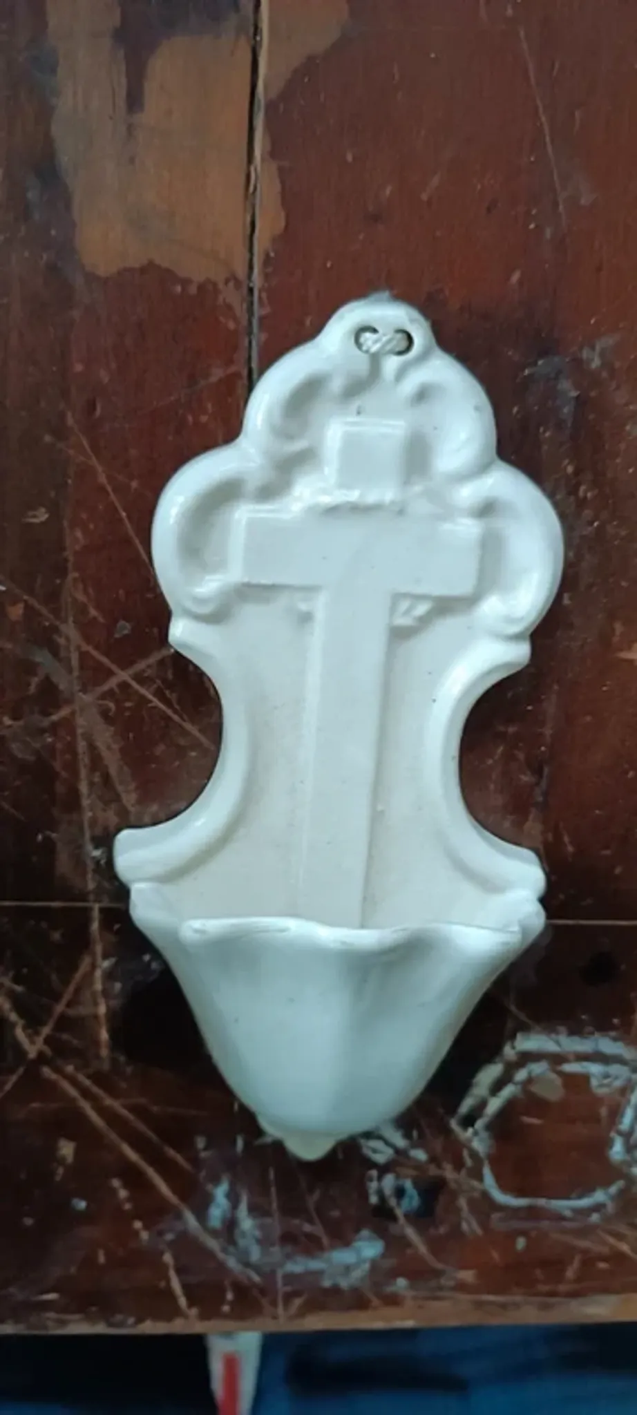 Vintage ceramic holy water font