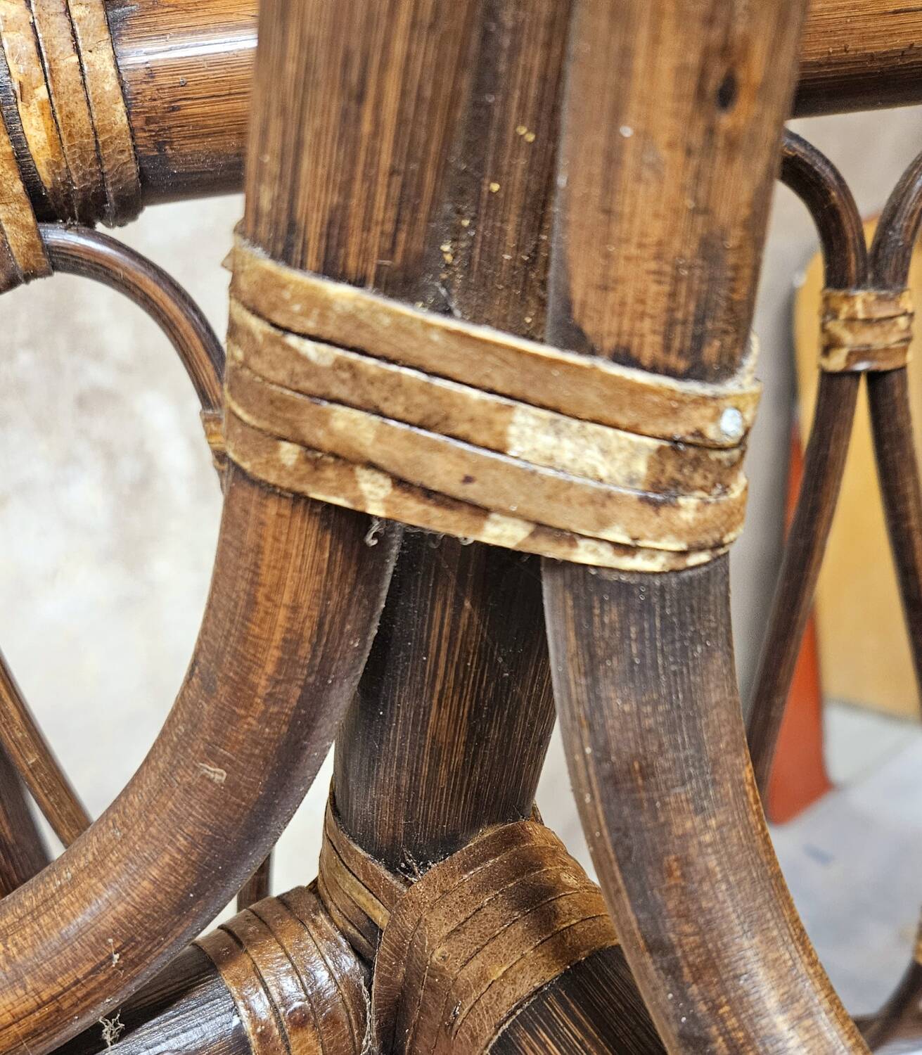 Set of 4 bamboo armchairs from the 80s