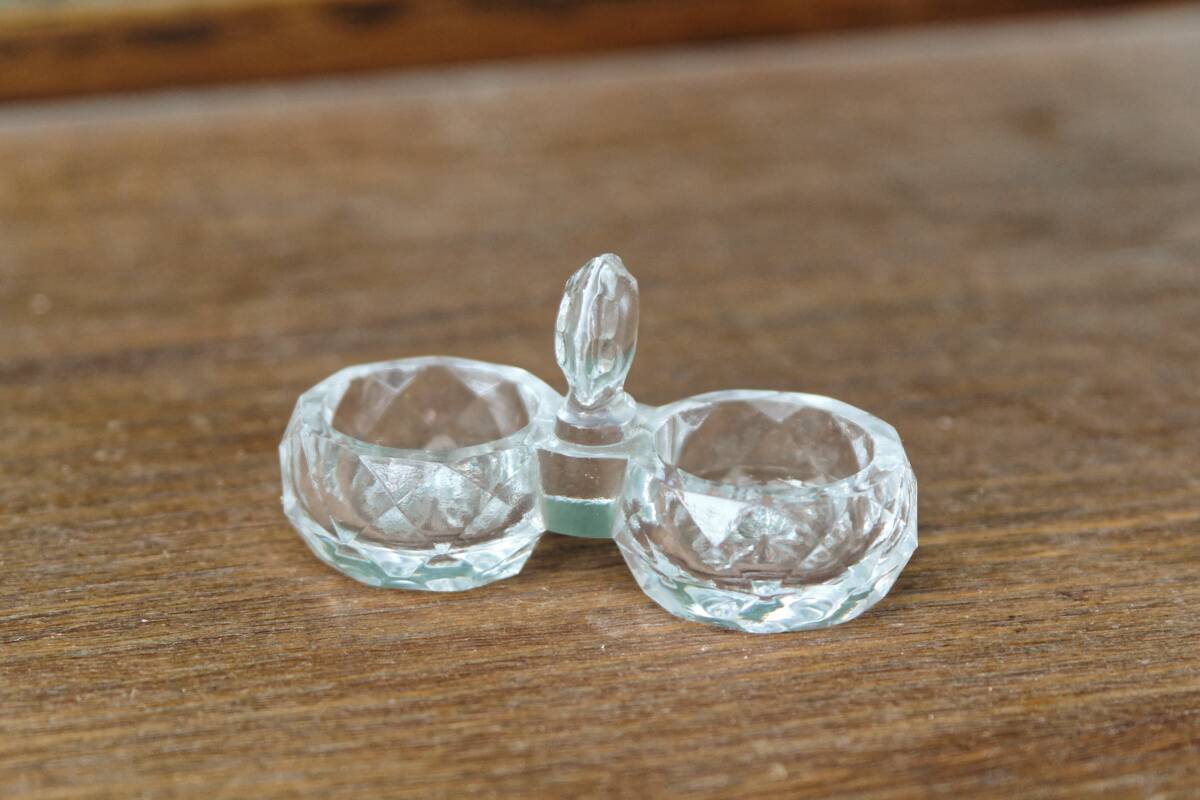 Set of 4 cut glass salt cellars
