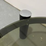 Vintage Italian design round coffee table in chrome and smoked glass.
