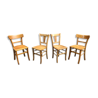 Wooden chairs set bistrot vintage Luterma