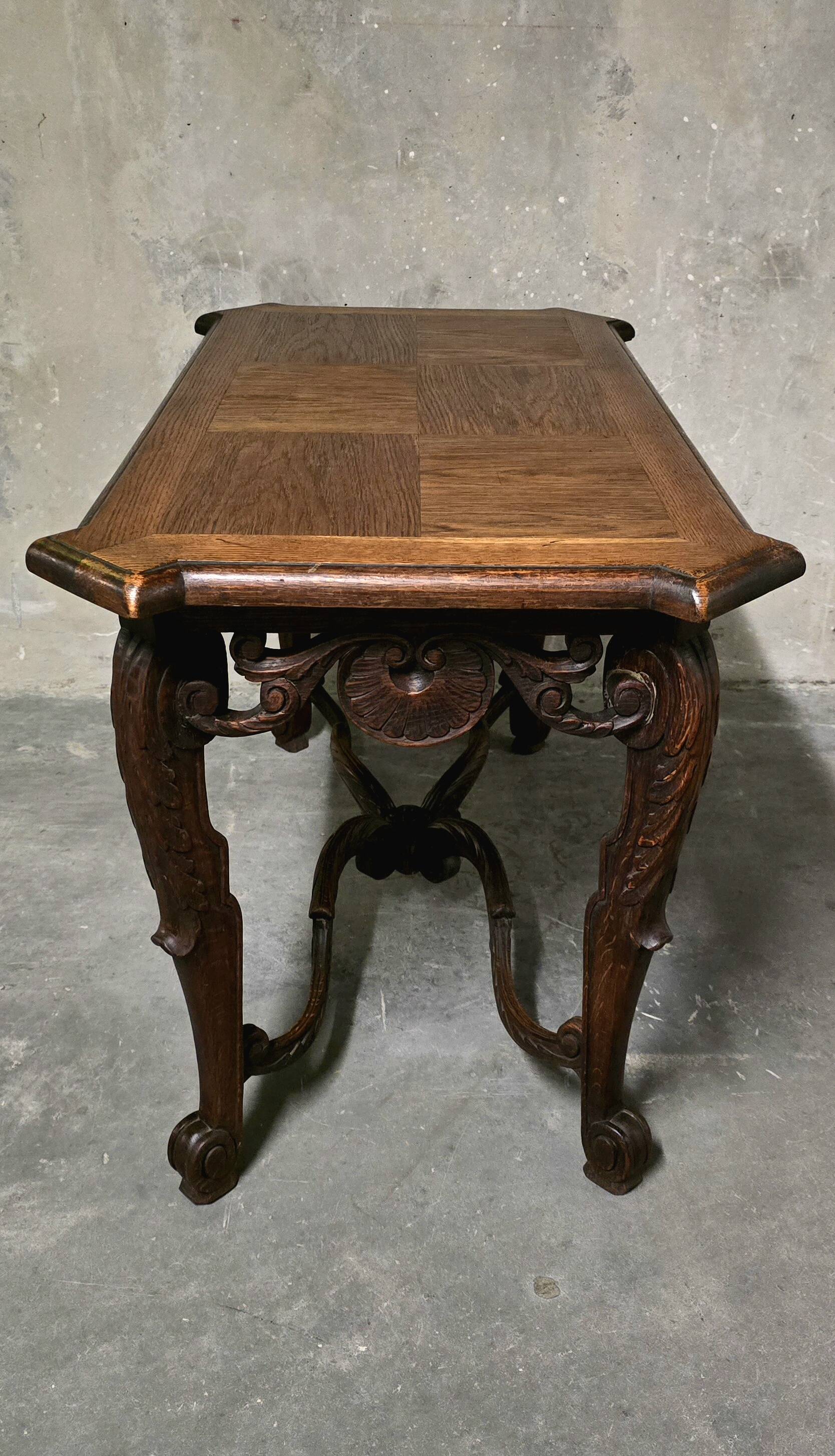 Oak side table – Louis XV style – late 19th century