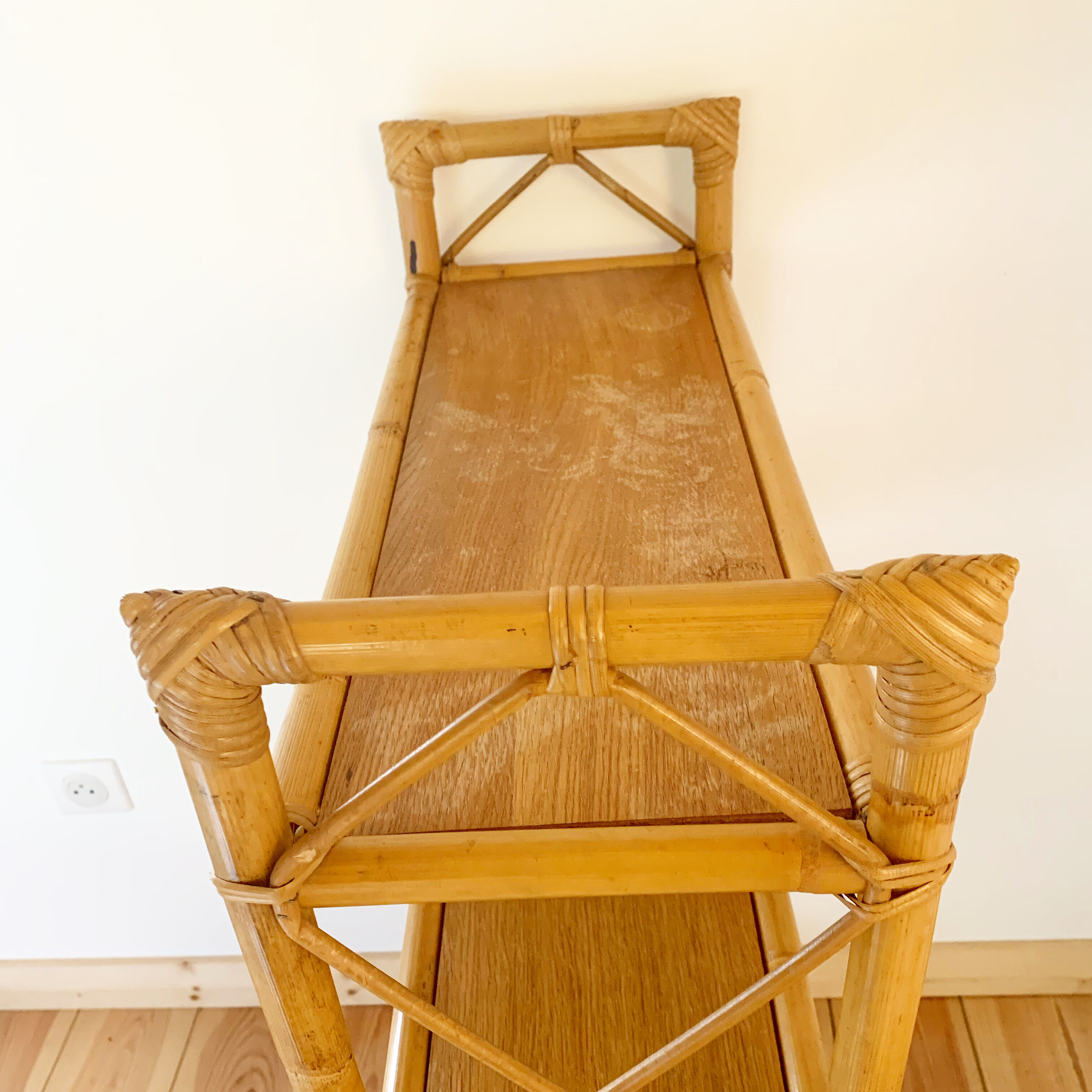 Vintage rattan stand shelf
