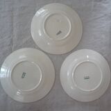 5 Plates flat Longchamp Lutèce faience old laurel green iron earth