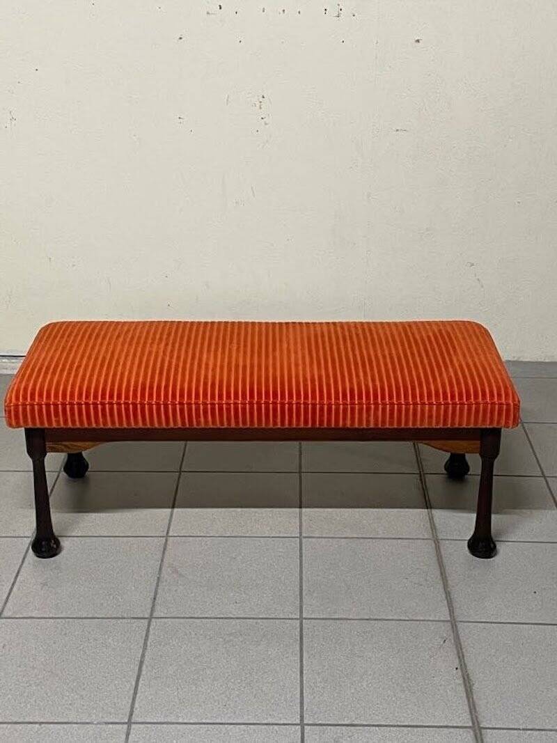 Panca in legno colorato e velluto a coste, anni '60