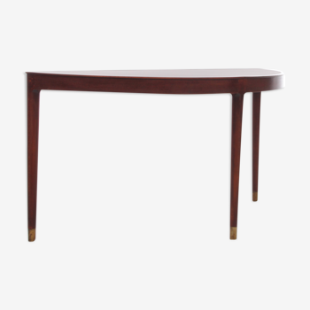 Scandinavian coffee table or half-moon mahogany side table