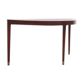 Scandinavian coffee table or half-moon mahogany side table