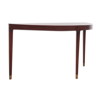 Table basse scandinave ou table d'appoint demi lune en acajou