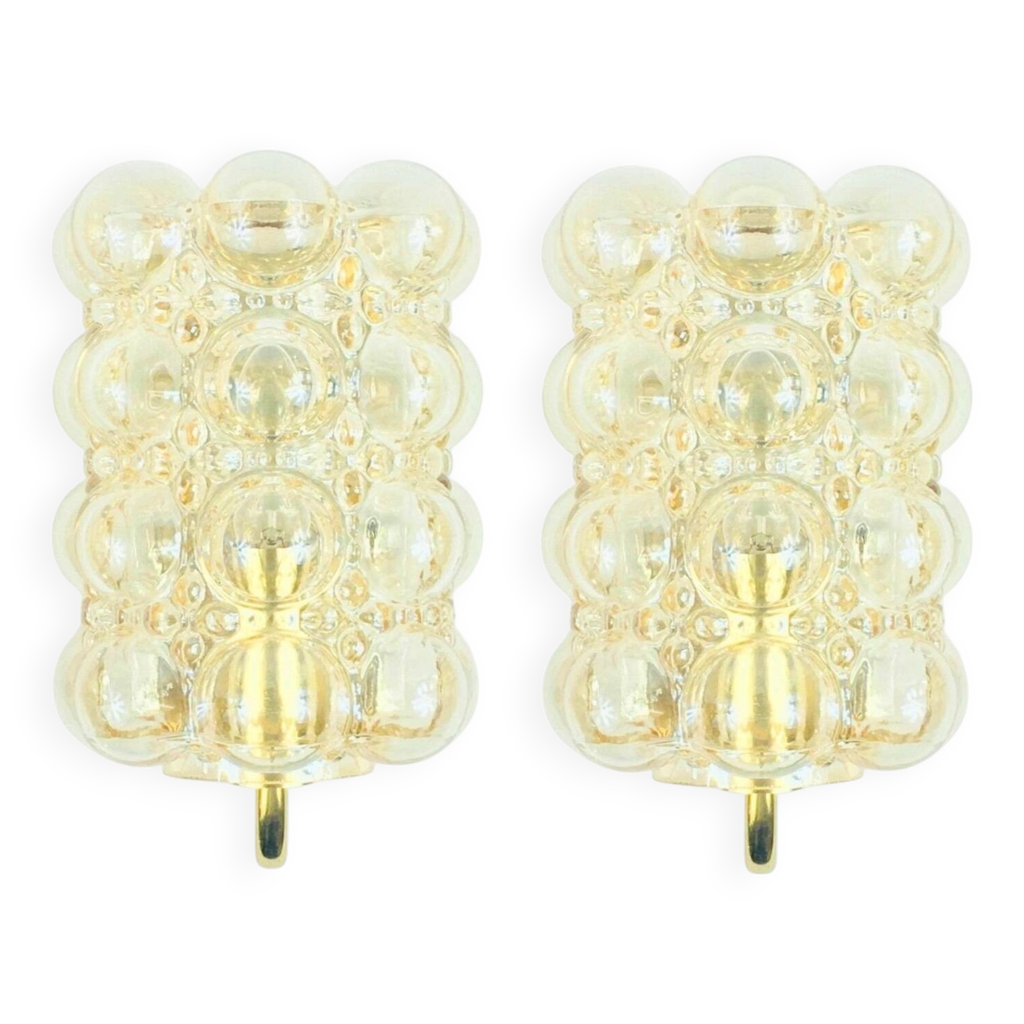 Lampe Lanterne Extérieure En Verre Coloré Ambré - Style MCM Milieu De Siècle - Vintage