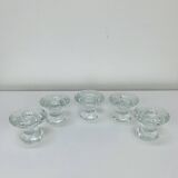 5 bougeoirs "feuilles" en verre vintage
