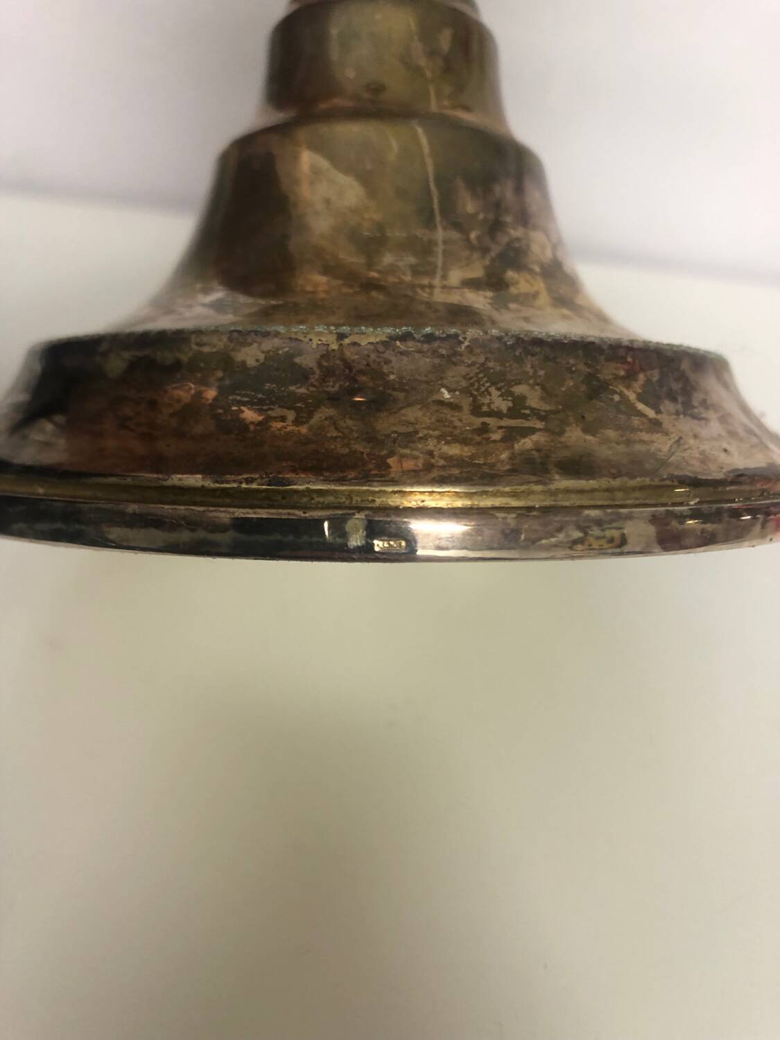 Silver metal candlestick with goldsmith's mark RM France