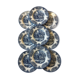 Set of 9 dessert plates English style blue & white