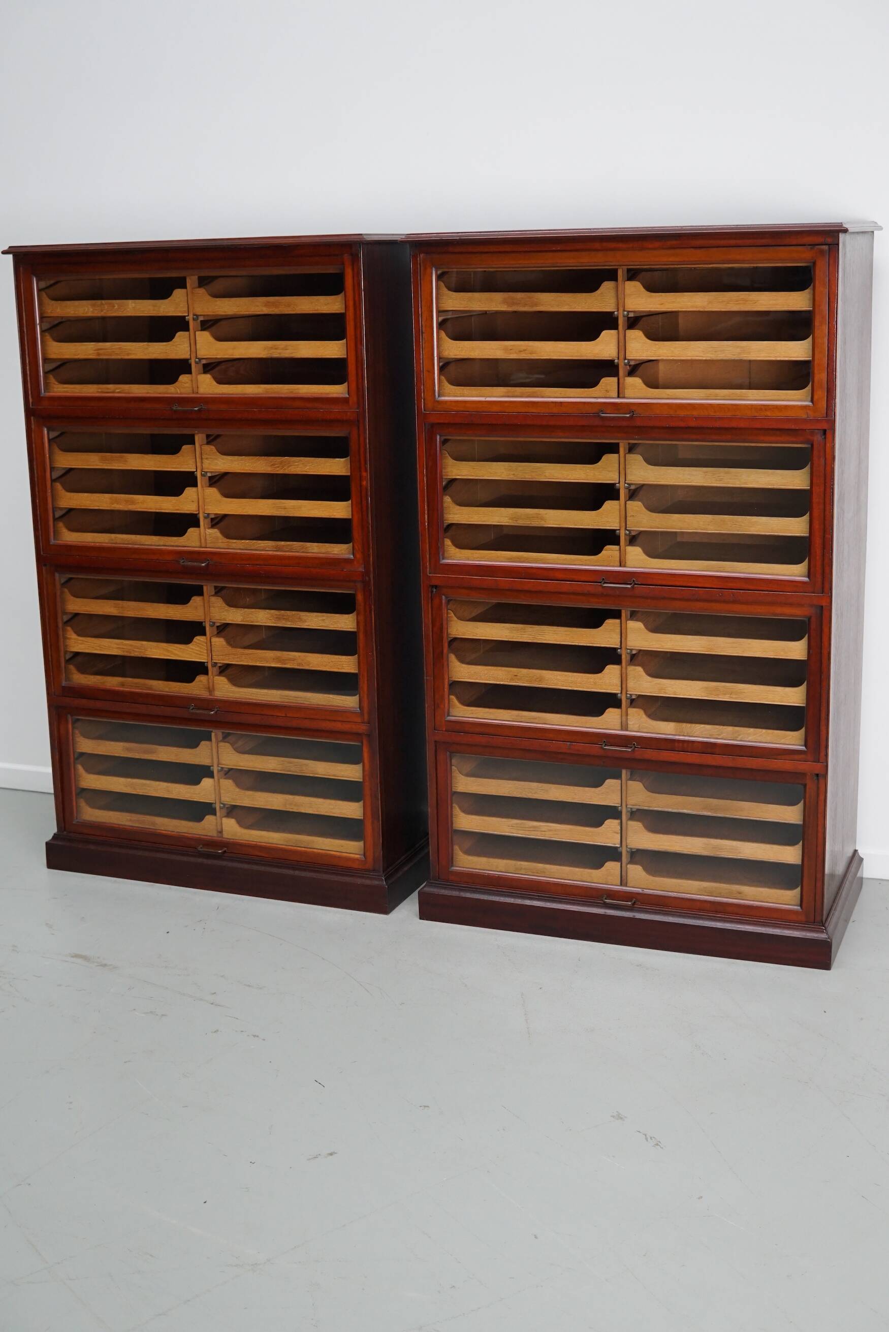 English Haberdashery Shop Cabinet with Glass Fronted Folding Doors, Ca 1920